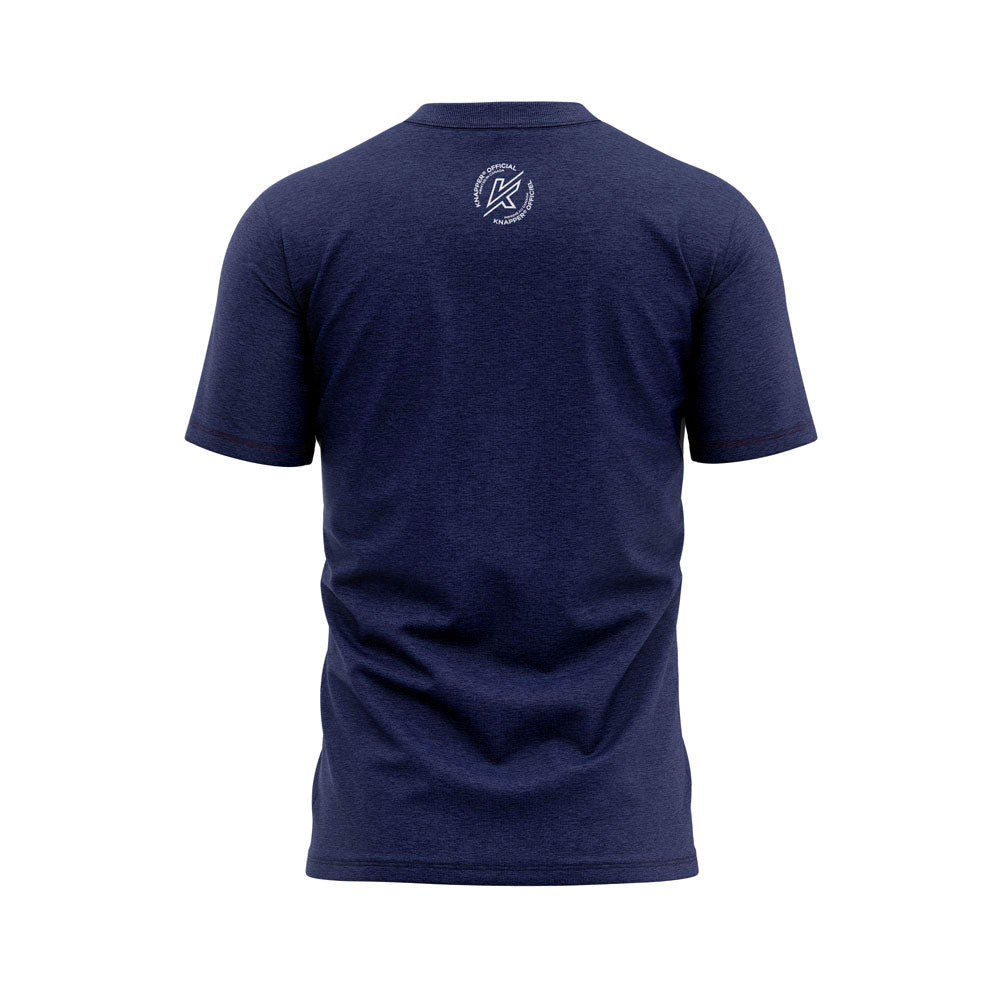 Knapper ball hockey/dek t-shirt Knapper Dek Hockey heather navy back view