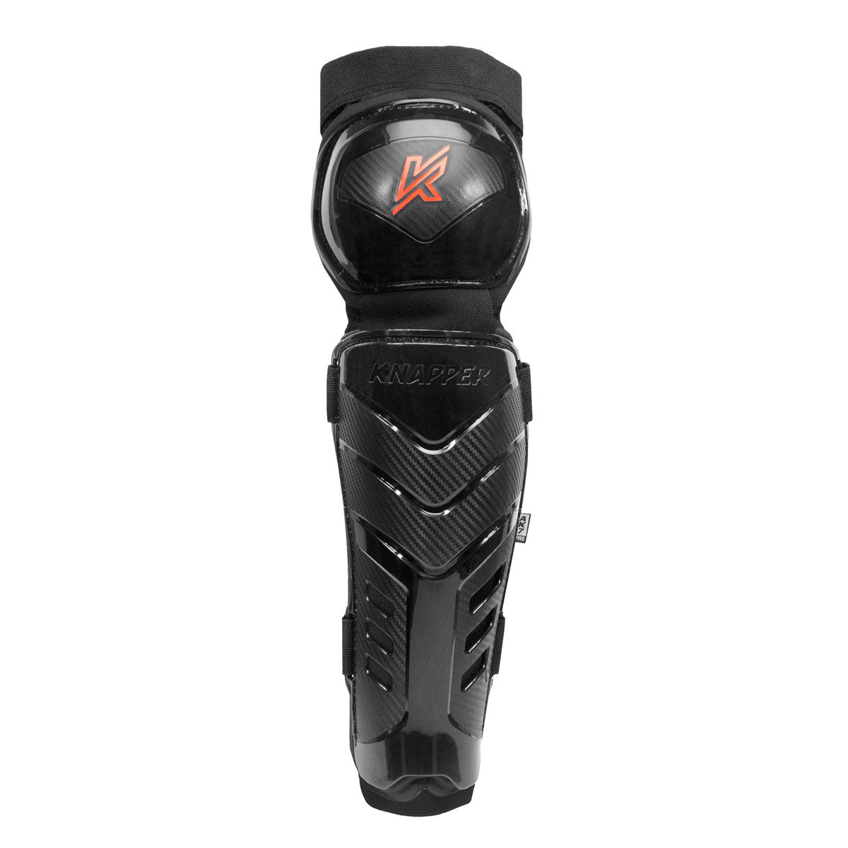 Knapper AK7 ball hockey/dek hockey shin pads black - front view