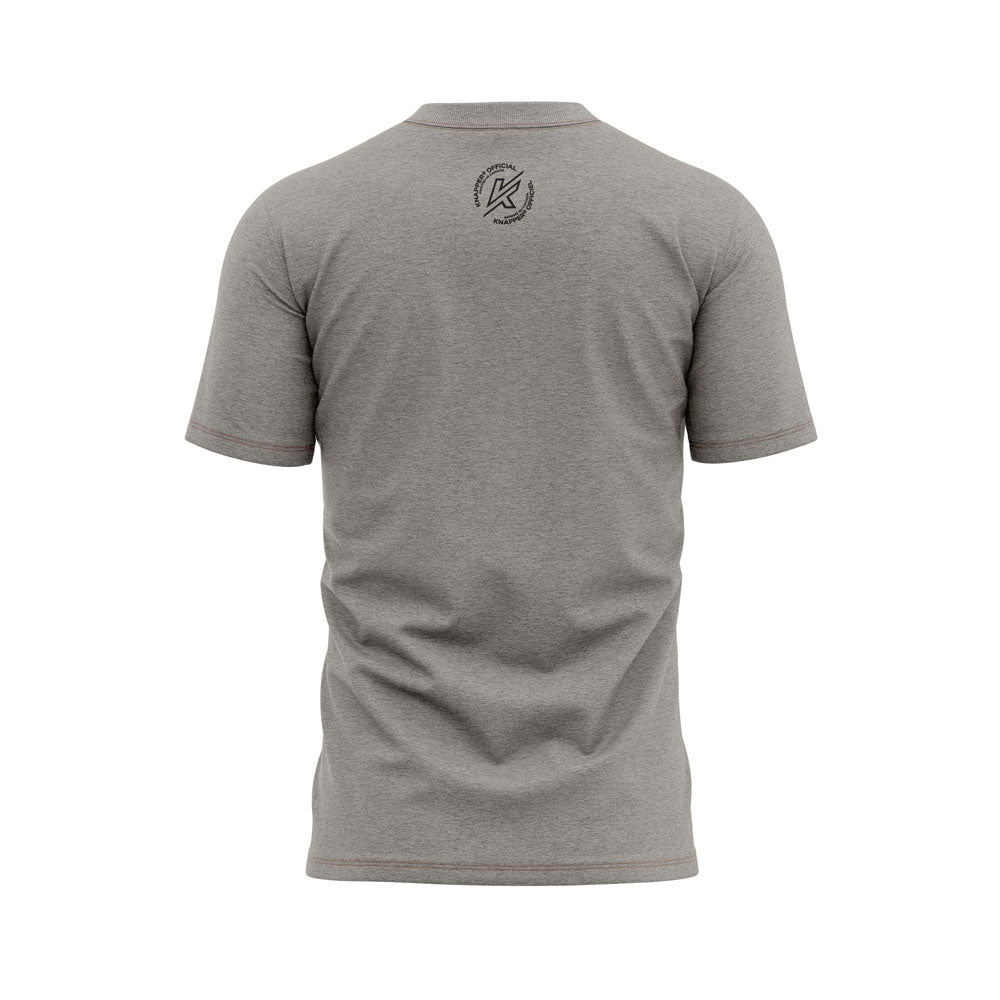 Knapper ball hockey/dek t-shirt Knapper Texaco heather light gray back view